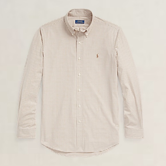 Lauren Ralph Lauren Tan Gingham Poplin Casual Button Down Dress Shirt XL Preppy - Picture 8 of 8